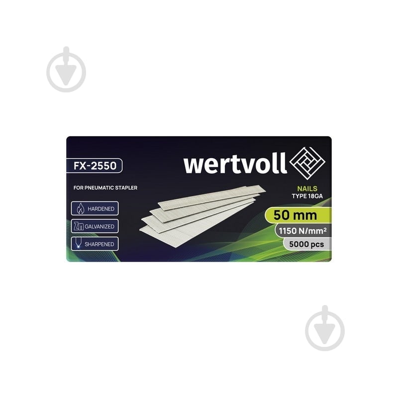 Гвозди для пневмостеплера WERTVOLL GA18 50 мм 5000 шт. (FX-2550) - фото 2