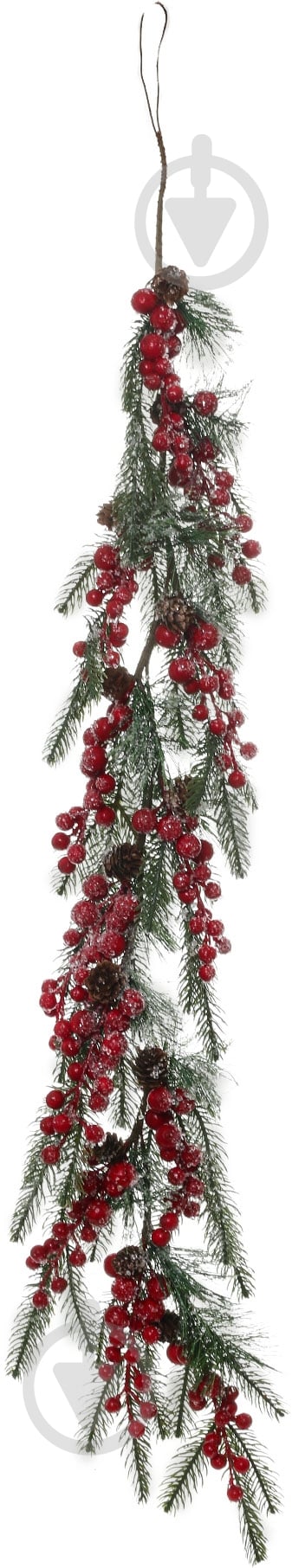 Гірлянда хвойна ніжно засніжена з ягідками 1,2 м - фото 2