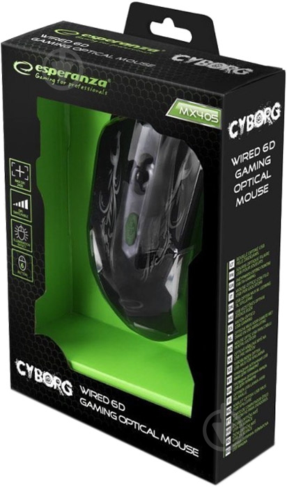 Мышь ESPERANZA MX405 Cyborg black/green - фото 4 Мышь ESPERANZA MX405 Cyborg black/green - фото 4