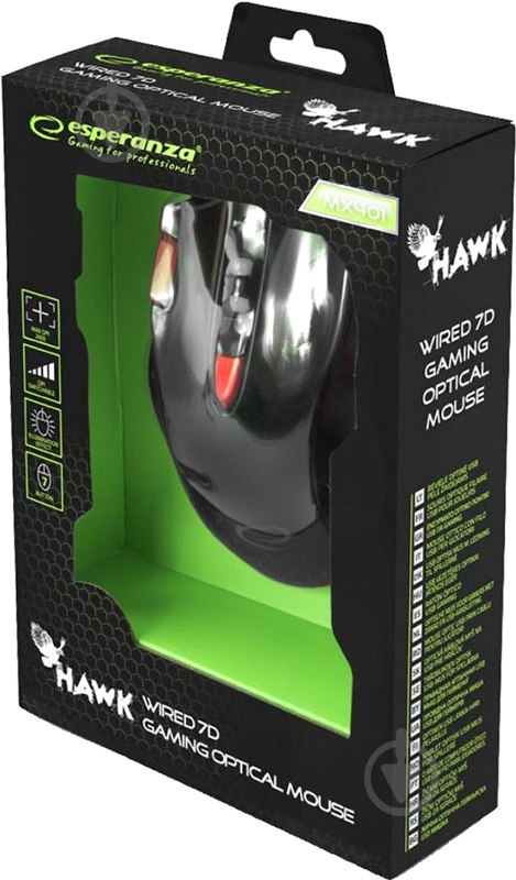 Мышь ESPERANZA MX401 Hawk (EGM401KR) black/red - фото 4 Мышь ESPERANZA MX401 Hawk (EGM401KR) black/red - фото 4