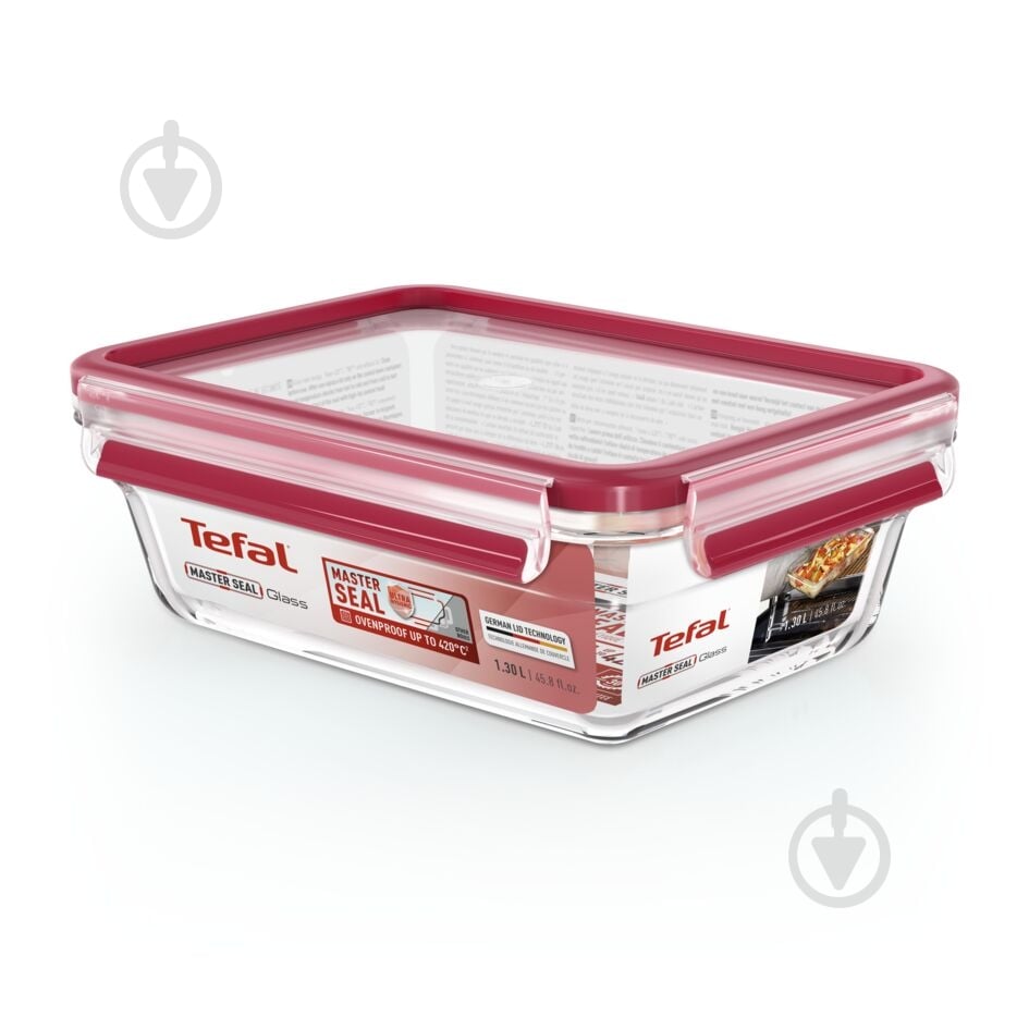 Ємність для продуктів Tefal універсальна з кришкою MASTERSEAL GLASS 1.3 л N1041010 - фото 1