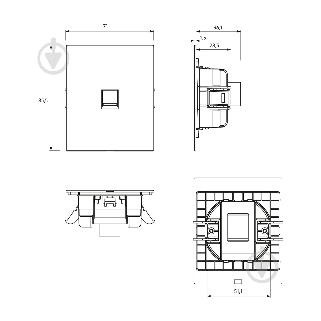 Розетка компьютерная HausMark INO IP20 серый PS-LAN-GP-Gray - фото 5