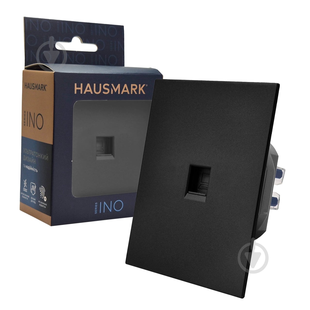 Розетка компьютерная HausMark INO IP20 черный PS-LAN-GP-Black - фото 4