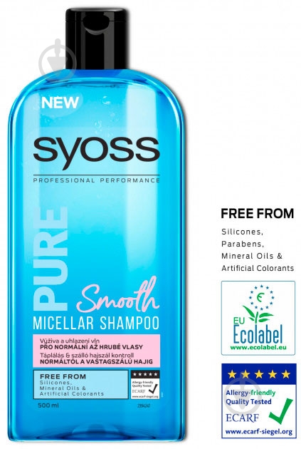 Шампунь Syoss Pure Smooth для нормальных и густых волос 500 мл - фото 2 Шампунь Syoss Pure Smooth для нормальных и густых волос 500 мл - фото 2