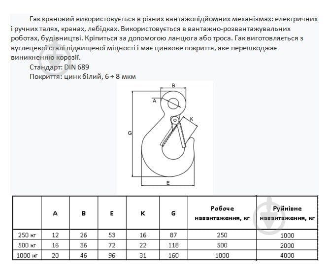 Крюк крановый 500 кг 167483 - фото 2