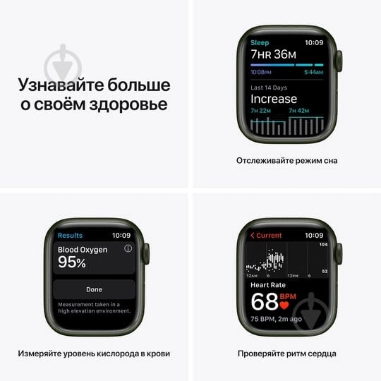 Смарт-часы Apple Watch Series 7 GPS 41mm green Aluminium Case with Clover Sport Band (MKN03UL/A) - фото 5