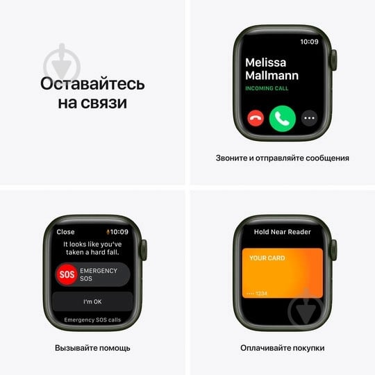 Смарт-часы Apple Watch Series 7 GPS 41mm green Aluminium Case with Clover Sport Band (MKN03UL/A) - фото 6