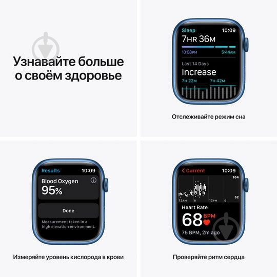 Смарт-годинник Apple Watch Series 7 GPS 45mm blue Aluminium Case with Abyss Blue Sport Band (MKN83UL/A) - фото 5