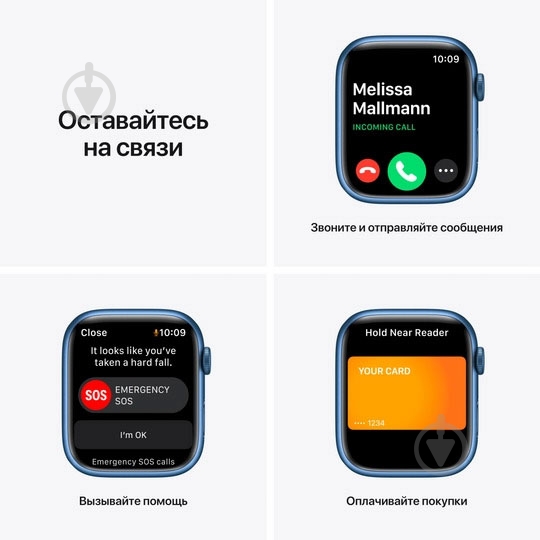 Смарт-годинник Apple Watch Series 7 GPS 45mm blue Aluminium Case with Abyss Blue Sport Band (MKN83UL/A) - фото 7