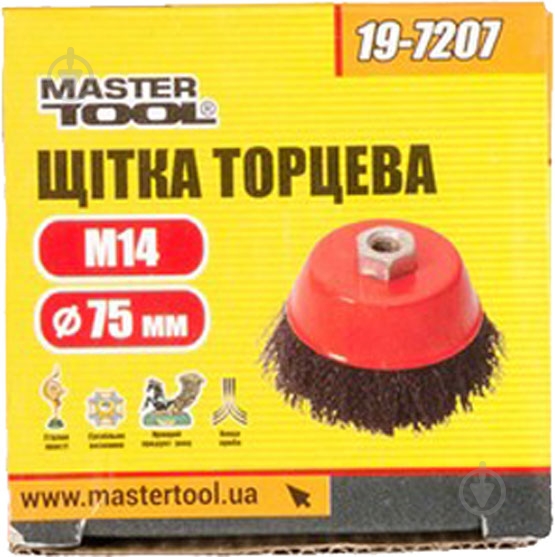 Щітка торцева D75 М14 MasterTool з рифленого дроту 19-7207 - фото 2 Щітка торцева D75 М14 MasterTool з рифленого дроту 19-7207 - фото 2