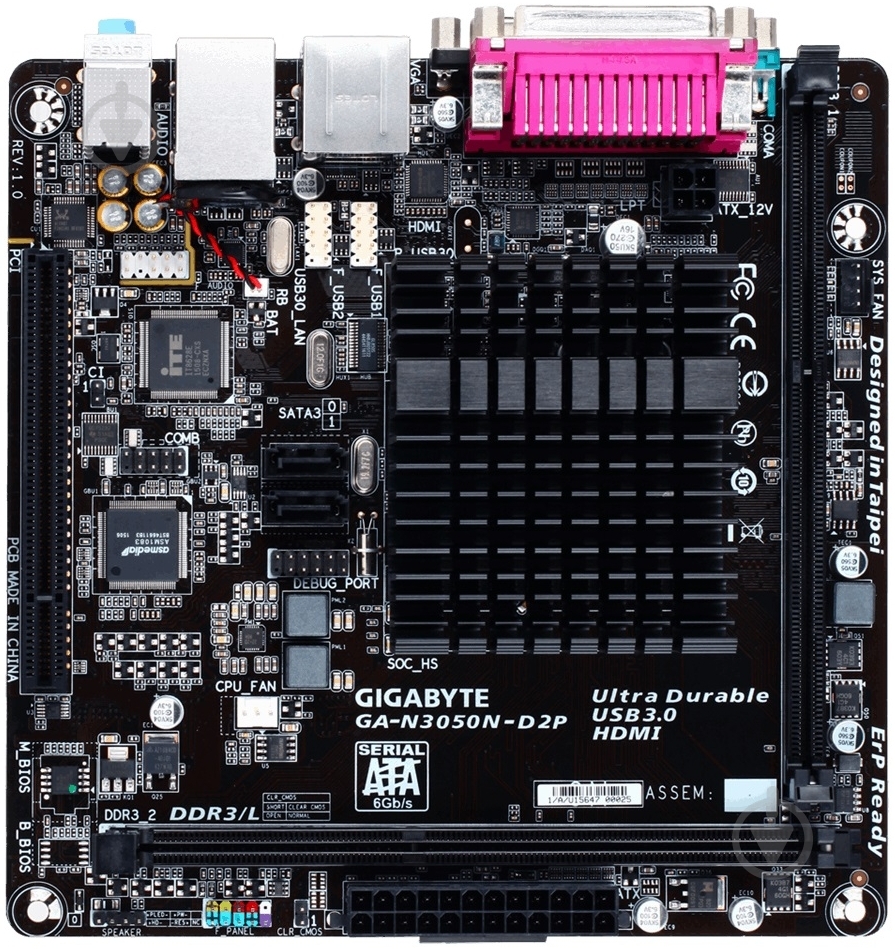 Материнская плата Gigabyte GA-N3050N-D2P (Integrated CPU, SoC, mini ITX) - фото 1 Материнская плата Gigabyte GA-N3050N-D2P (Integrated CPU, SoC, mini ITX) - фото 1