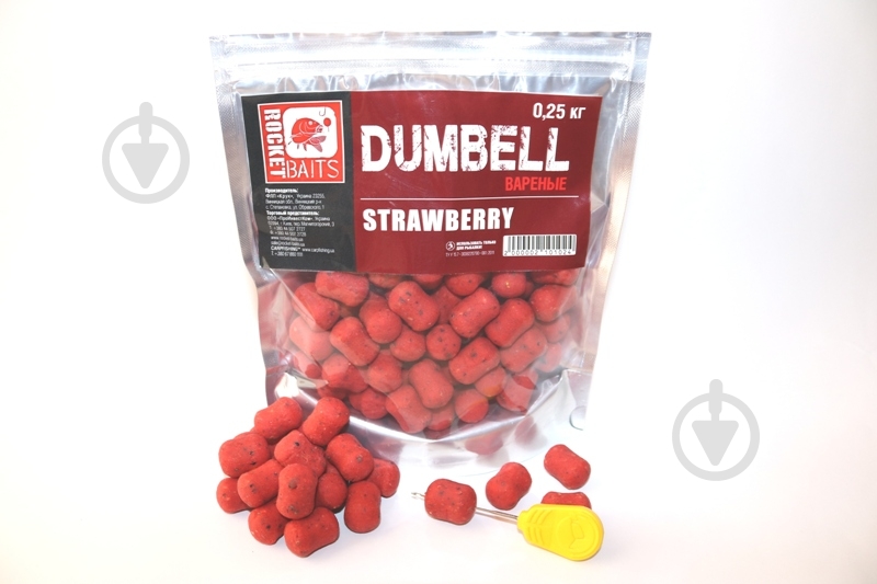 Бойлы Rocket Baits Dumbell 250 г клубника вареные - фото 1