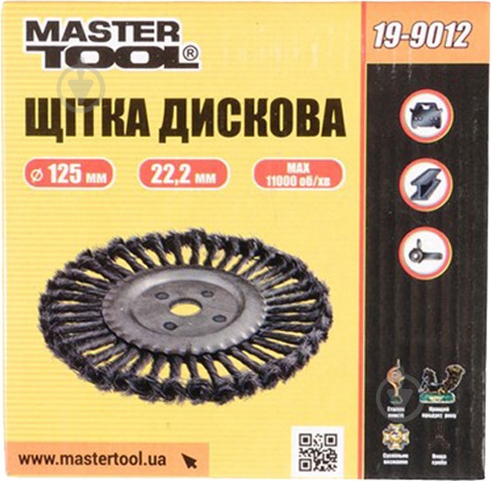 Щетка дисковая D 125х22,2 мм MasterTool из плетеной проволоки 19-9012 - фото 2 Щетка дисковая D 125х22,2 мм MasterTool из плетеной проволоки 19-9012 - фото 2