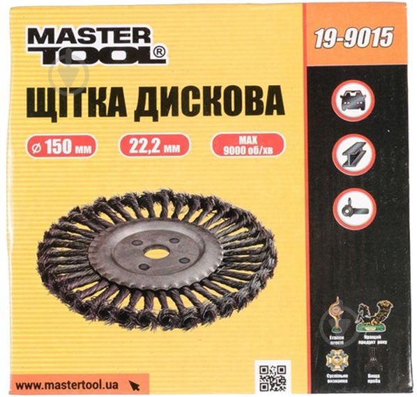 Щетка дисковая D 150х22,2 мм MasterTool из плетеной проволоки 19-9015 - фото 2