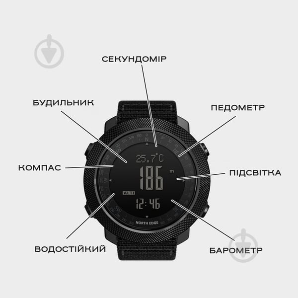 Наручний годинник тактичний Apache Green 5BAR North Edge - фото 6 Наручний годинник тактичний Apache Green 5BAR North Edge - фото 6