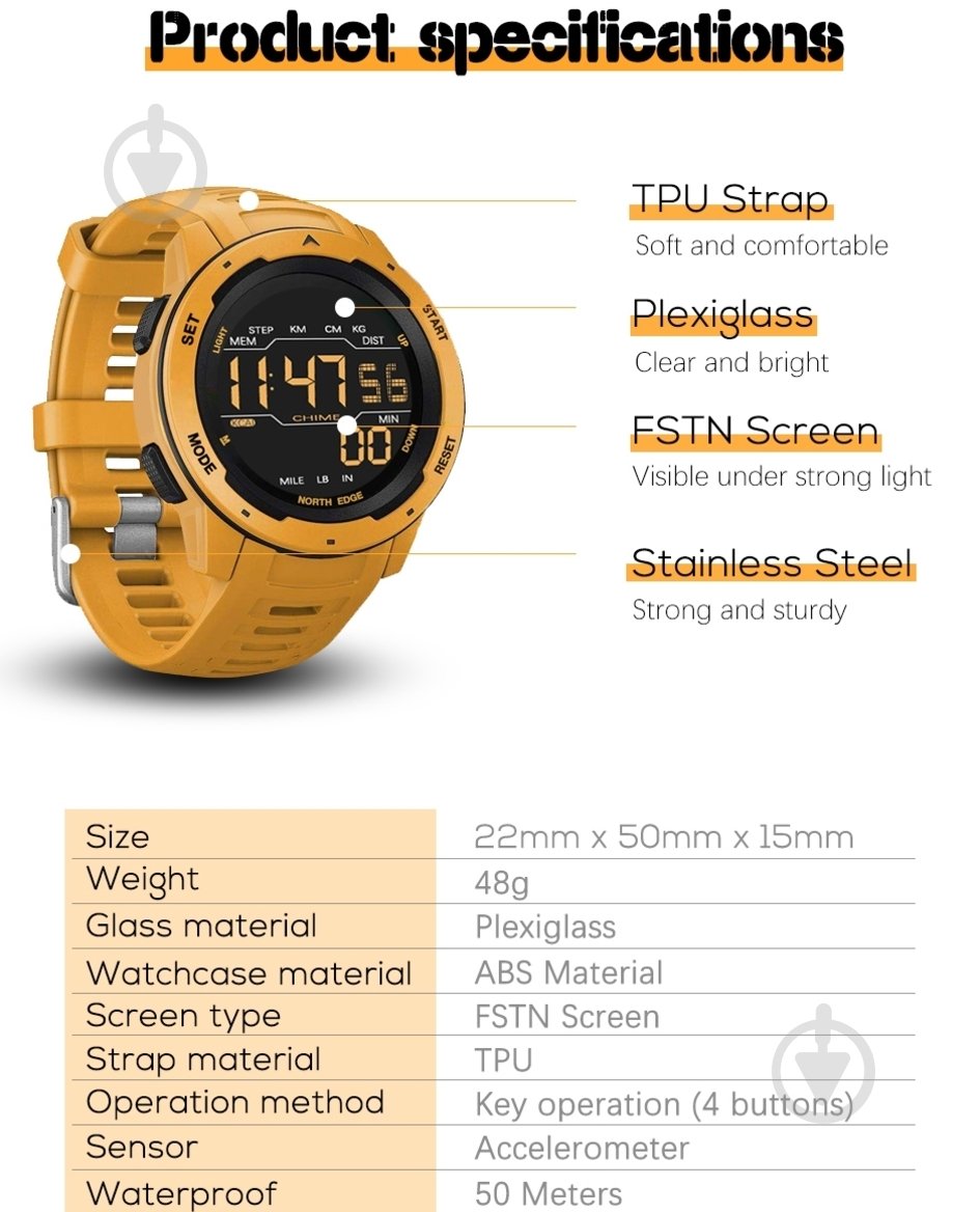 Годинник тактичний MARS Pro 5BAR North Edge black - фото 12 Годинник тактичний MARS Pro 5BAR North Edge black - фото 12