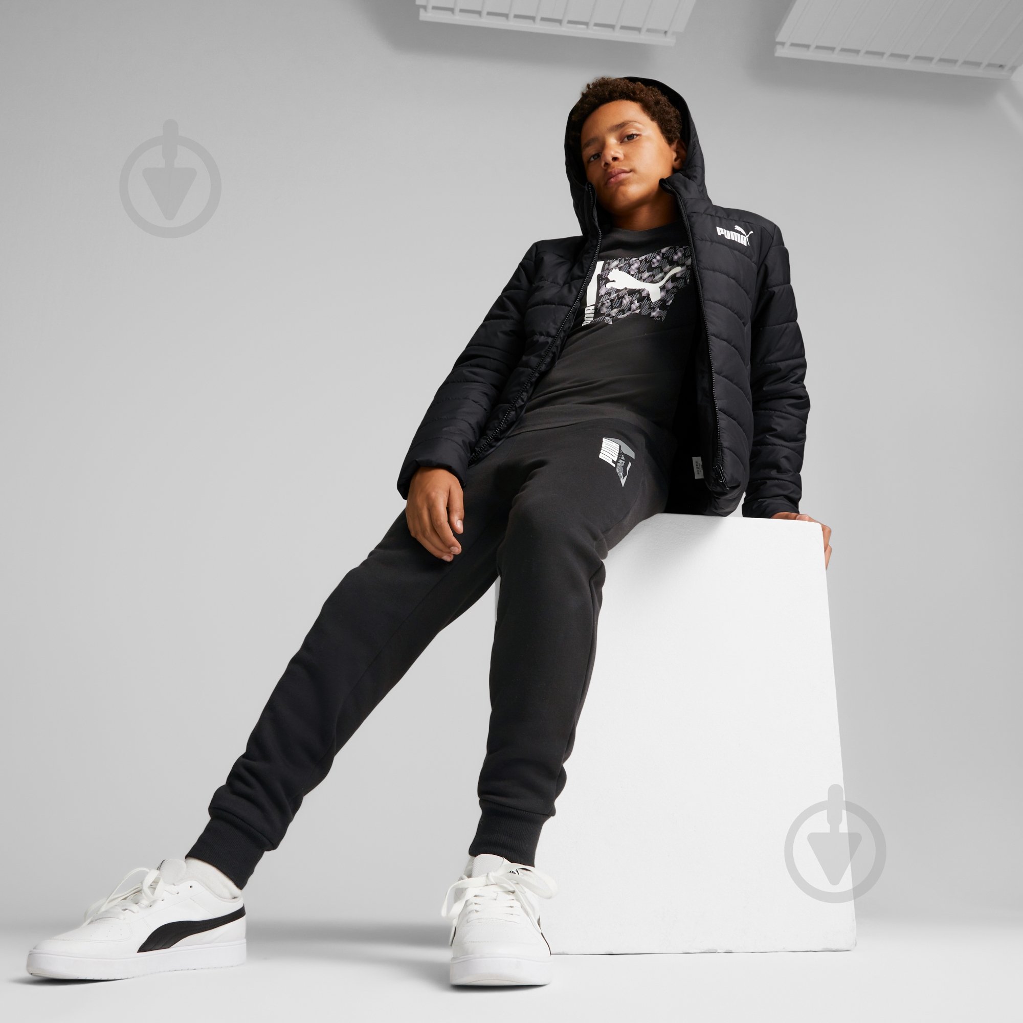 Куртка для мальчиков демисезонная Puma ESS HOODED PADDED JACKET 67055901 р.176 черная - фото 3