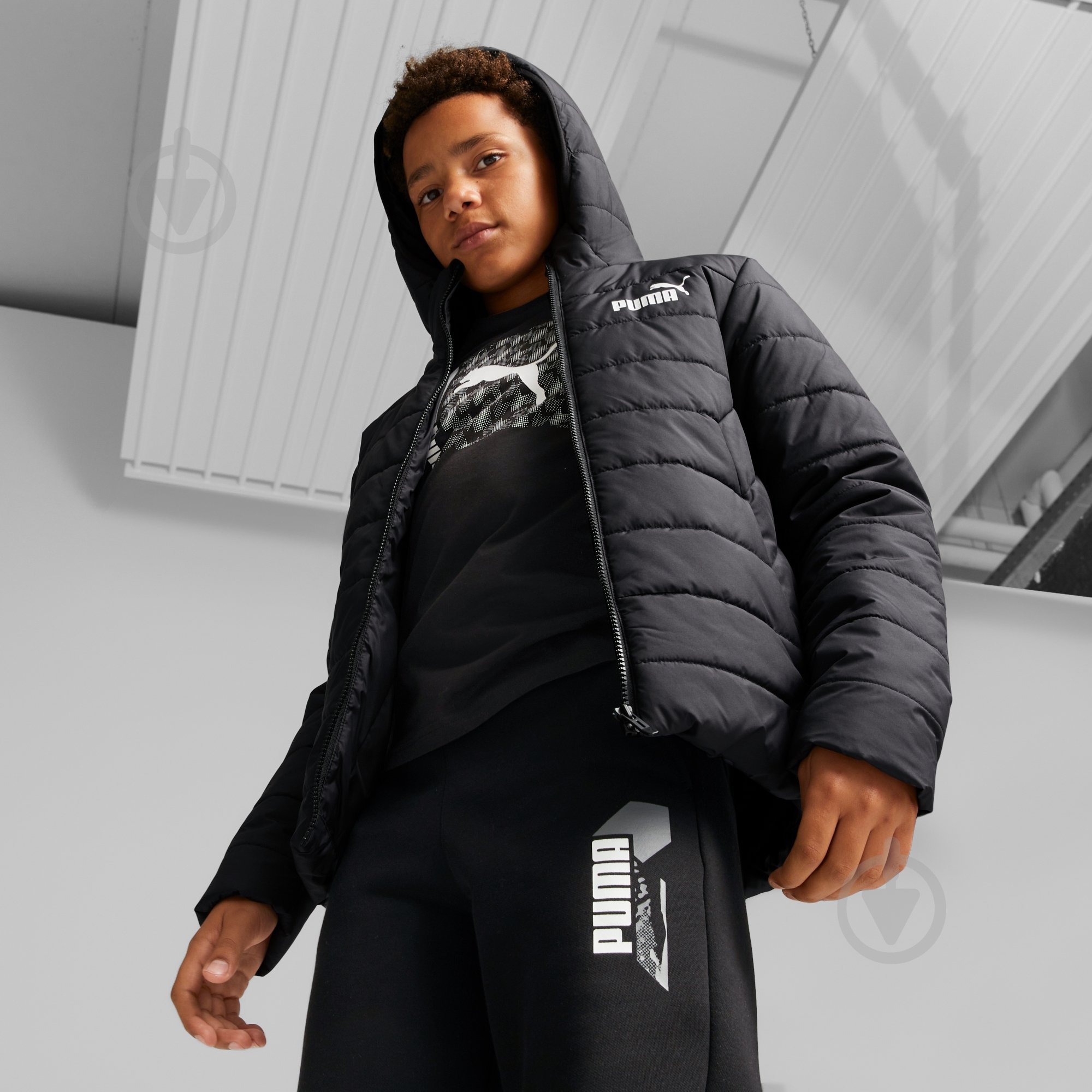 Куртка для мальчиков демисезонная Puma ESS HOODED PADDED JACKET 67055901 р.176 черная - фото 4