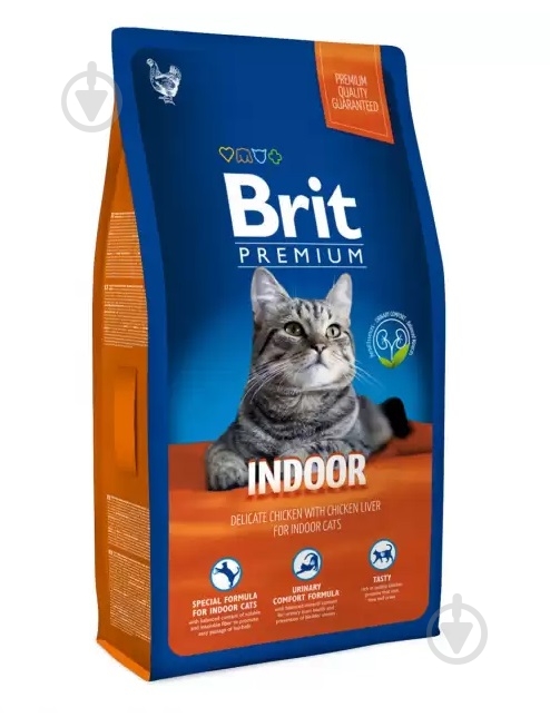 Корм для дорослих котів, що живуть у приміщенні Brit Premium Курка 8 кг - фото 1