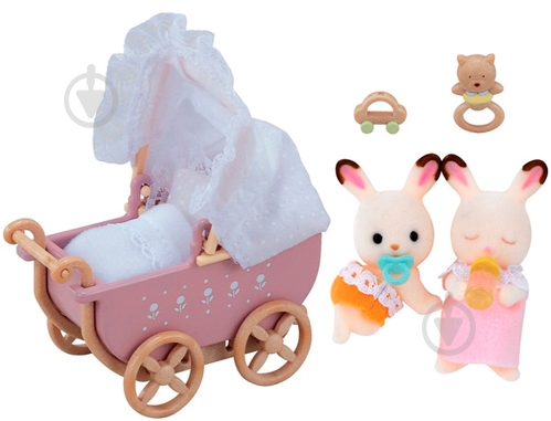 Ігровий набір Sylvanian Families Шоколадні кролики-двійнята у візку 5432 - фото 2