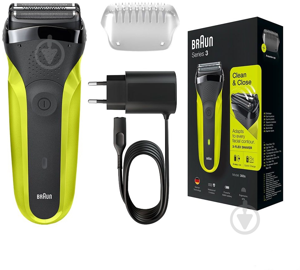 Електробритва Braun SERIES 3 300S BLACK/GREEN - фото 5 Електробритва Braun SERIES 3 300S BLACK/GREEN - фото 5
