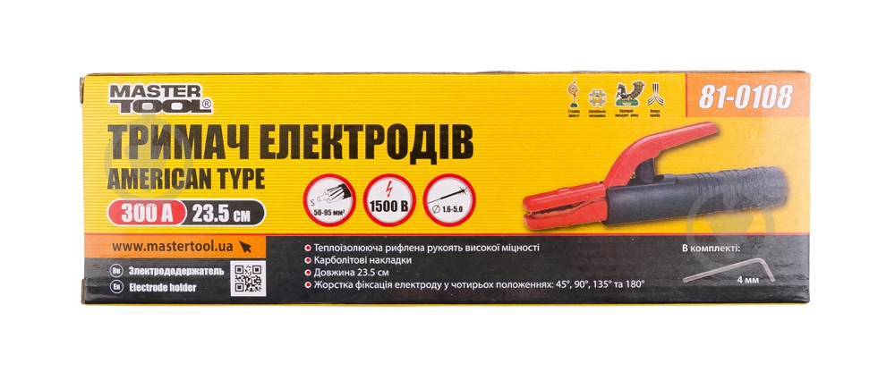 Держатель электродов MasterTool American type (81-0108) 81-0108 - фото 1