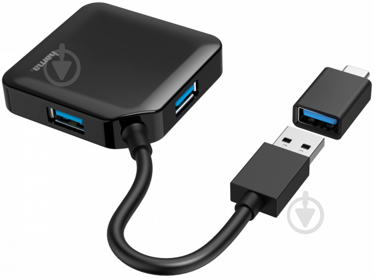 USB-хаб Hama 4 Ports USB 3.2 USB-C Adapter Black - фото 2