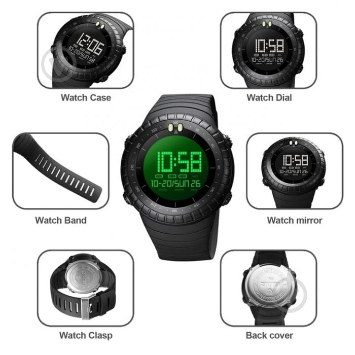 Годинник тактичний Ribas Skmei black - фото 9