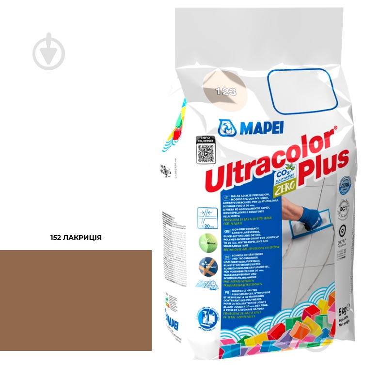 Затирка для плитки Mapei Ultracolor Plus 152 5 кг лакриция - фото 1