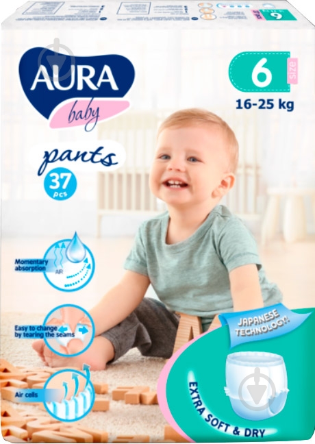 Подгузники-трусики Aura 6 16-25 кг 37 шт. - фото 1