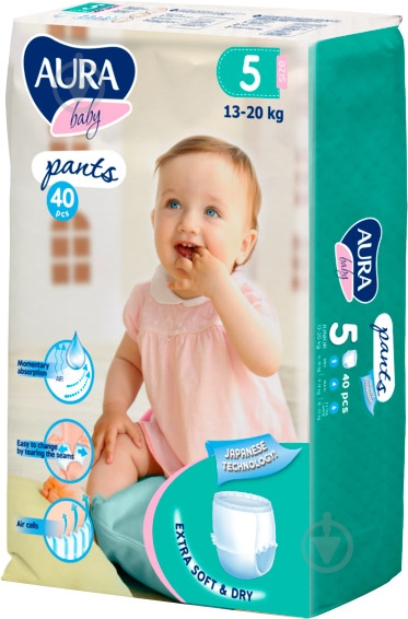 Підгузки-трусики Aura 5 13-20 кг 40 шт. - фото 1