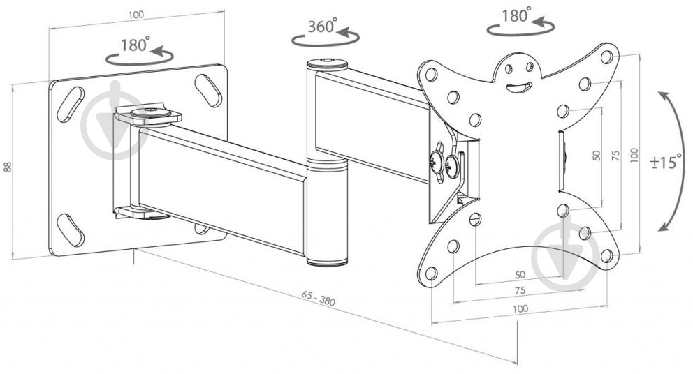 Крепление для телевизора KSL WM113T поворотные 13"-28" черный - фото 9