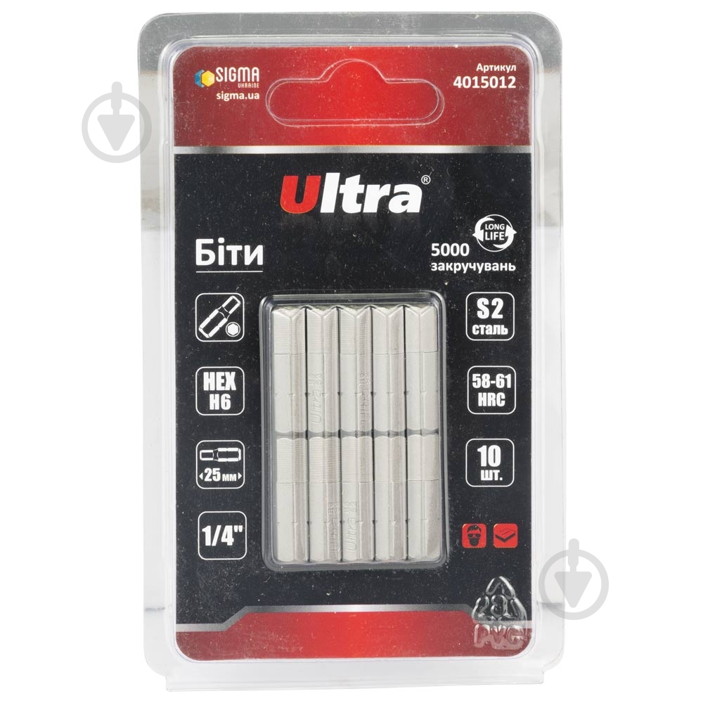 Набор бит Ultra 6×25мм 1/4 10 шт. 4015012 - фото 1