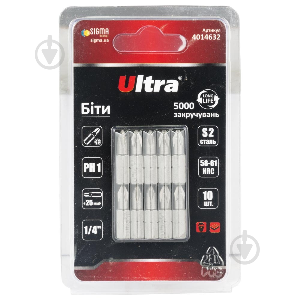 Набор бит Ultra PH1×25мм 1/4 10 шт. 4014632 - фото 1 Набор бит Ultra PH1×25мм 1/4 10 шт. 4014632 - фото 1