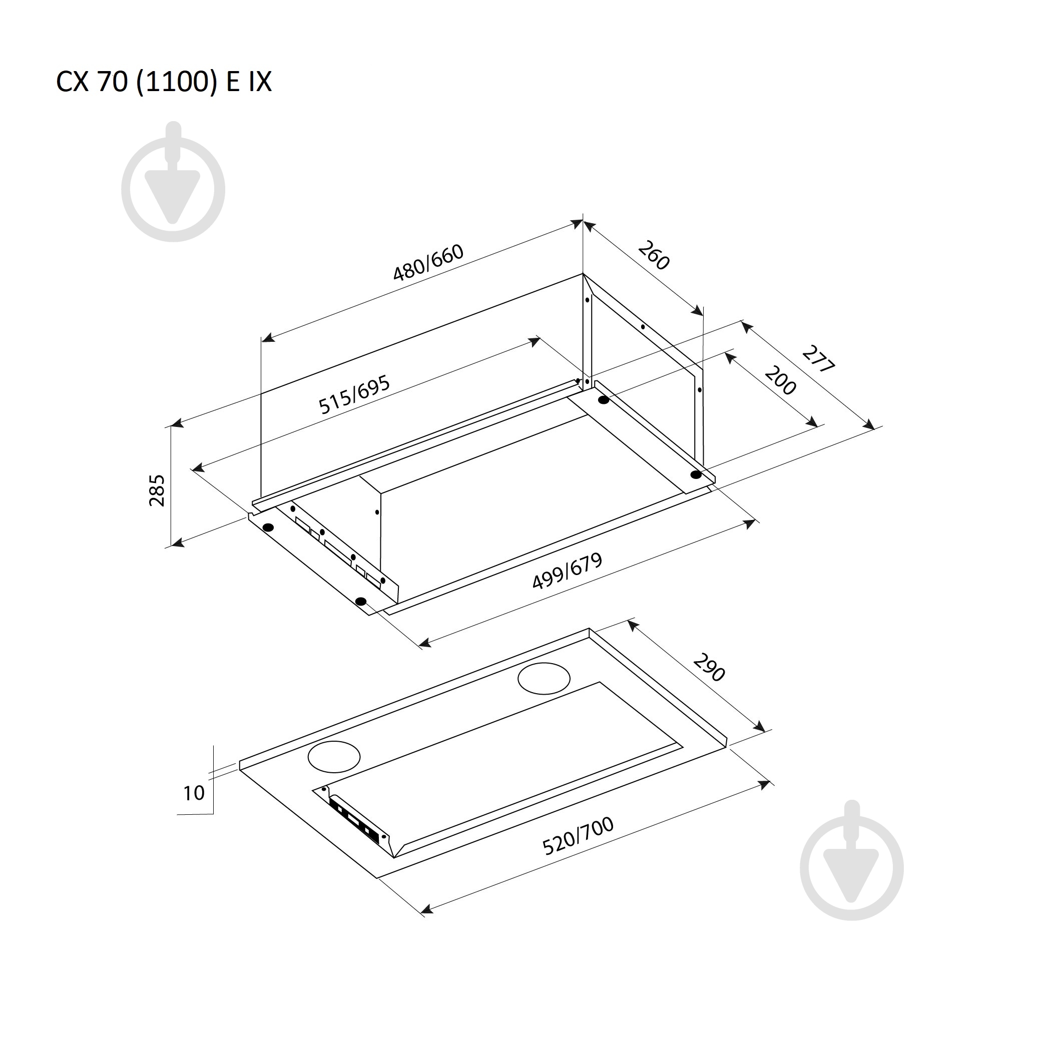 ВИТРИНА! Вытяжка Pyramida CX 70 (1100) E IX - фото 6