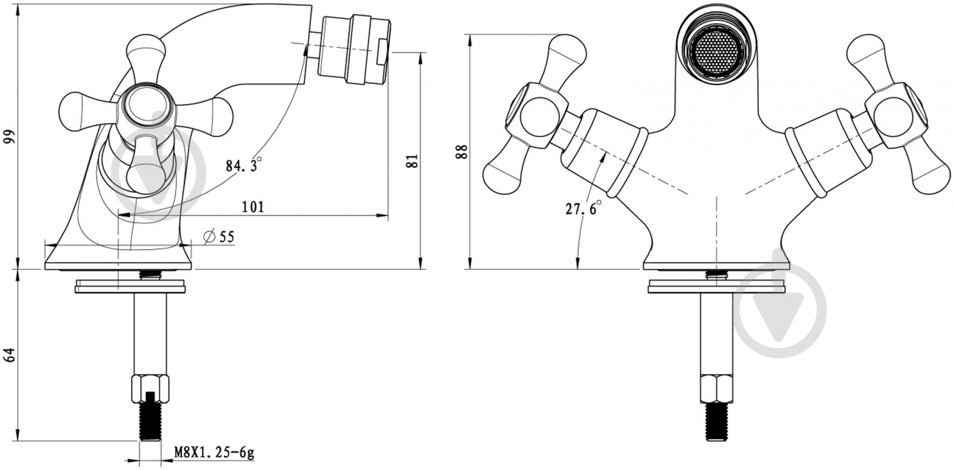 Смеситель для биде Mixxen Рома MXAL0352BR - фото 3