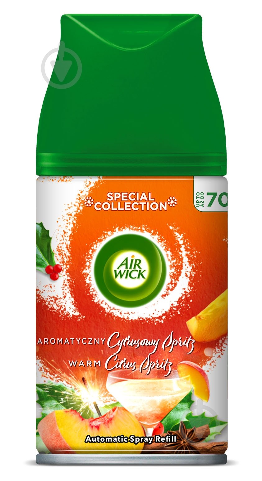 Змінний балон для автоматичного освіжувача повітря Air Wick Freshmatic зігріваючий цитрусовий шпріц 250 мл - фото 1 Змінний балон для автоматичного освіжувача повітря Air Wick Freshmatic зігріваючий цитрусовий шпріц 250 мл - фото 1