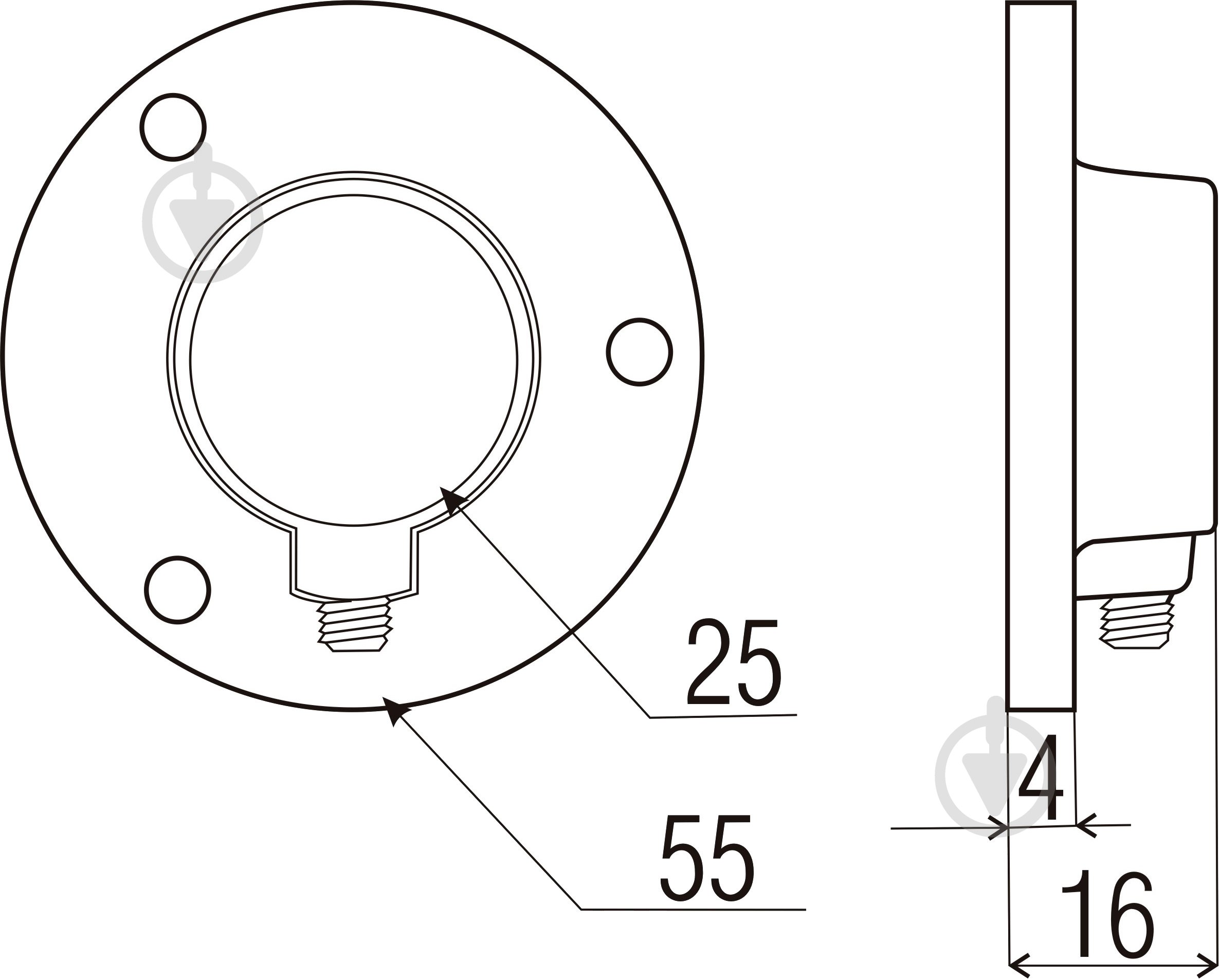 Фланец для трубы DC d25 мм R-11M хром - фото 3
