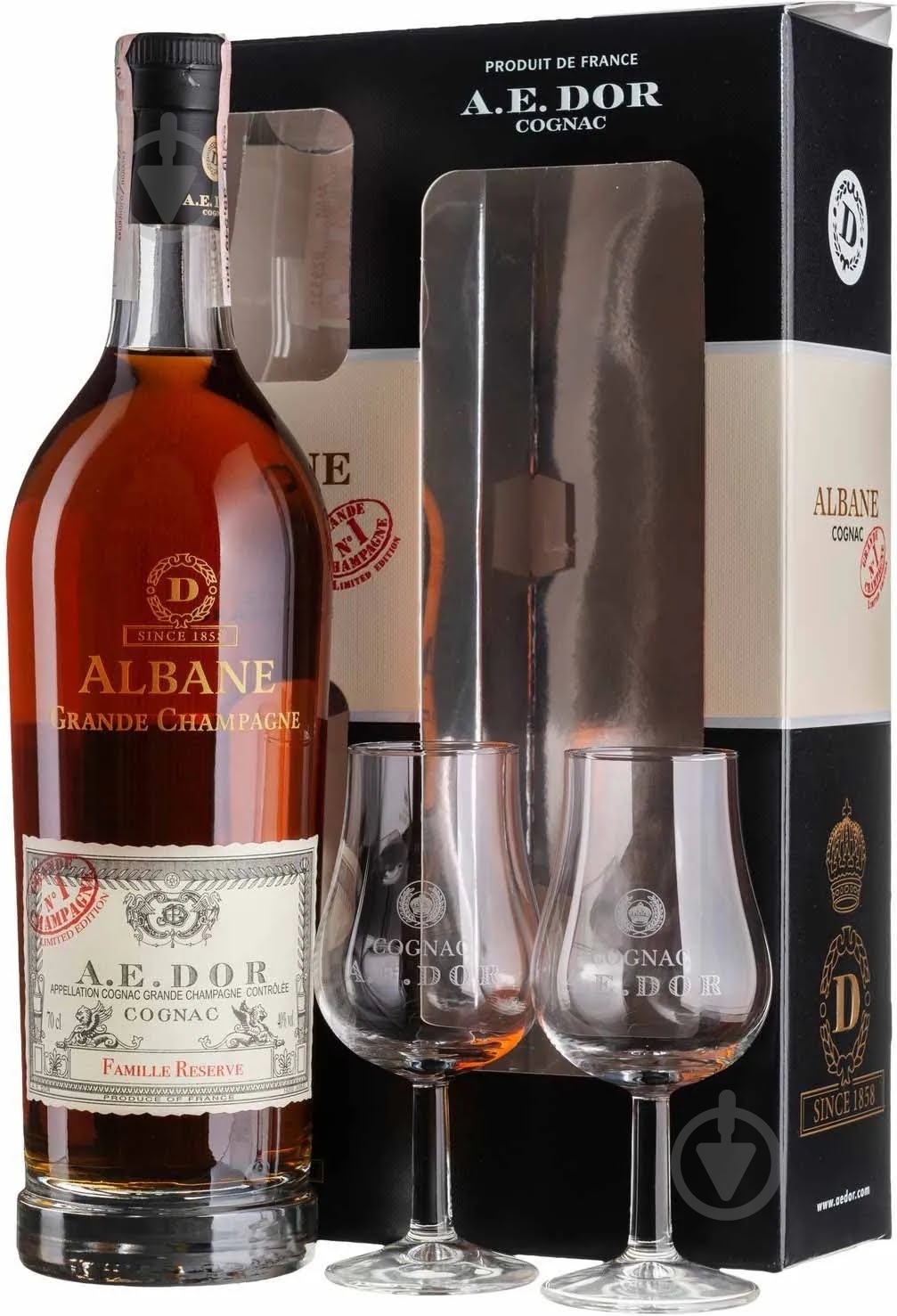 Коньяк A.E.Dor Albane, gift box + 2 glasses 0,7 л - фото 1