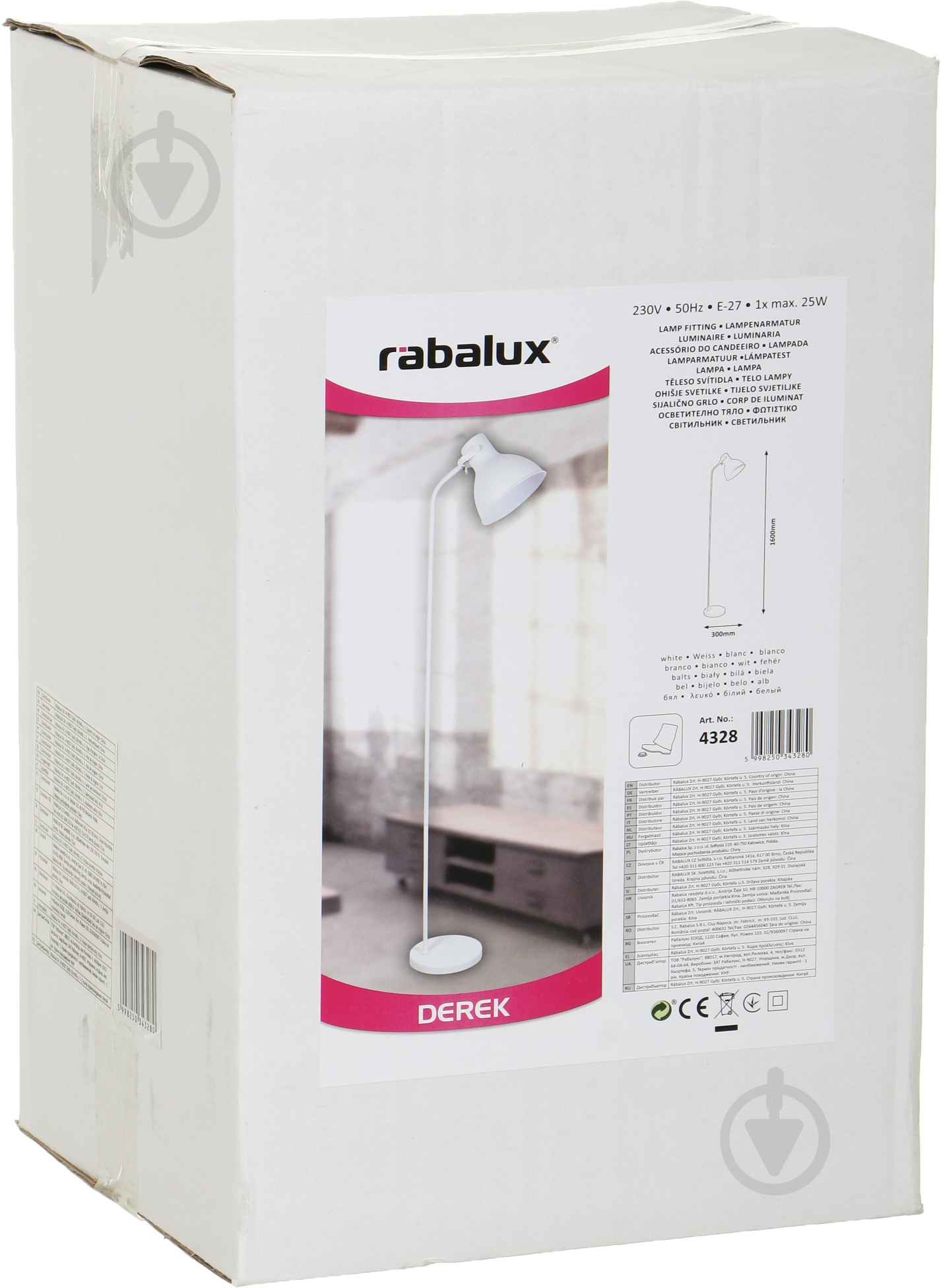 Торшер Rabalux Derek 4328 25 Вт E27 білий - фото 3 Торшер Rabalux Derek 4328 25 Вт E27 білий - фото 3