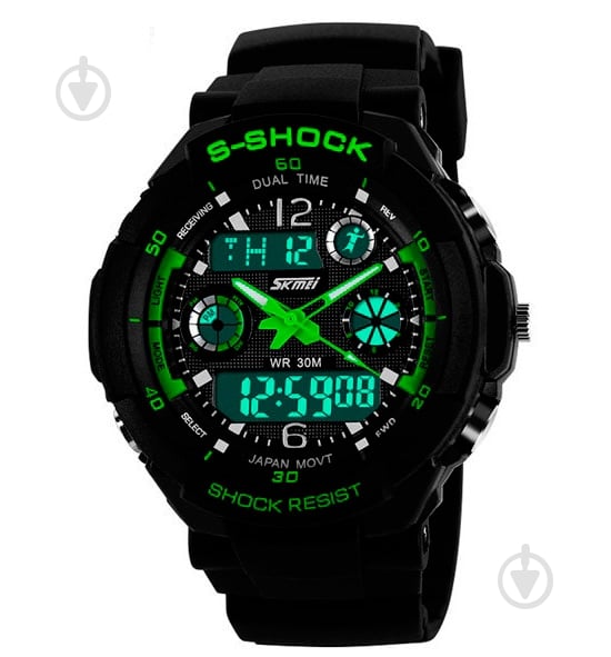 Наручний годинник чоловічий S-Shock Green 0931 Skmei - фото 1