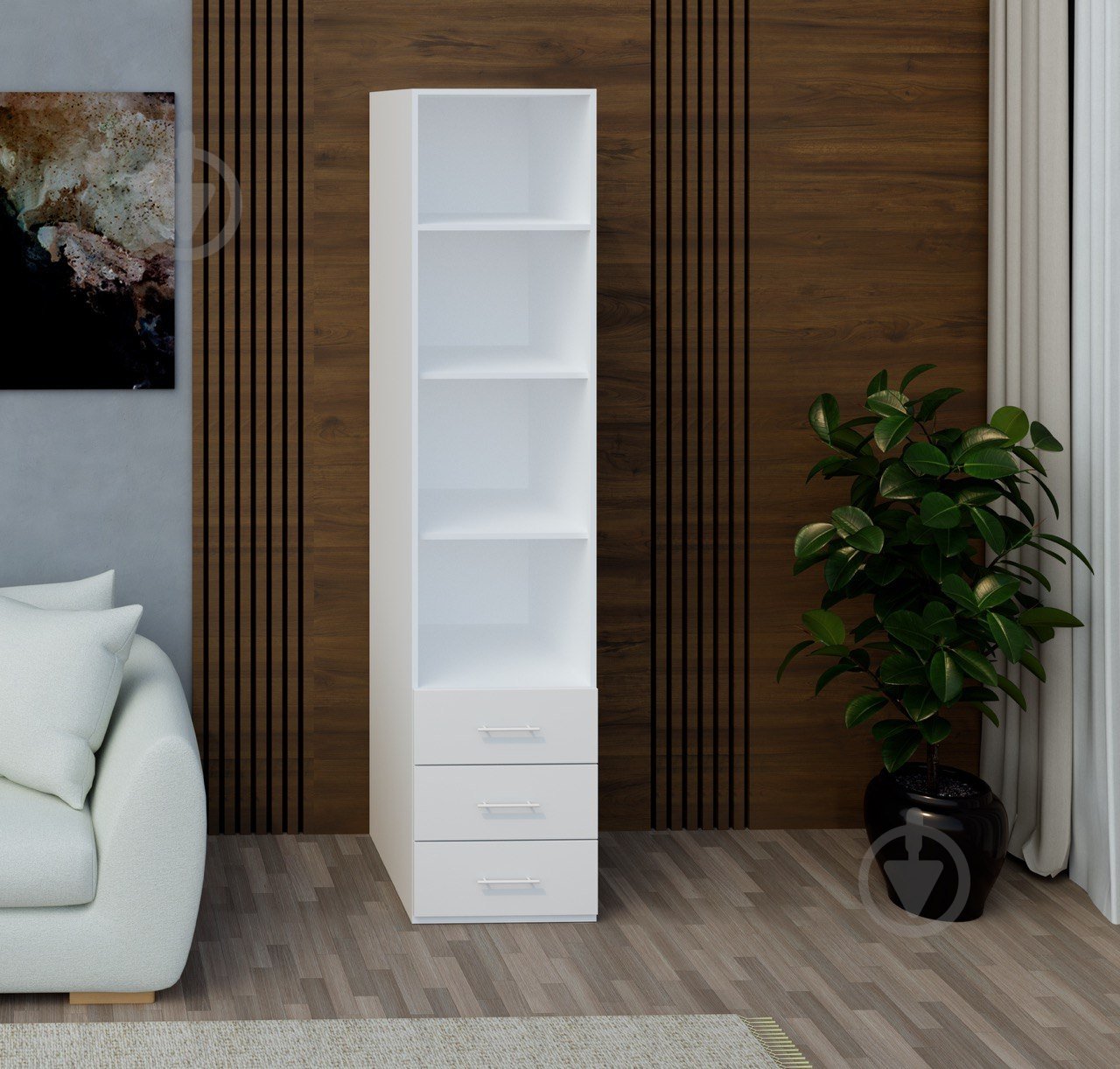 Пенал Світ Меблів Crystal 2250х500х600 мм німфея альба лакований білий - фото 2 Пенал Світ Меблів Crystal 2250х500х600 мм німфея альба лакований білий - фото 2