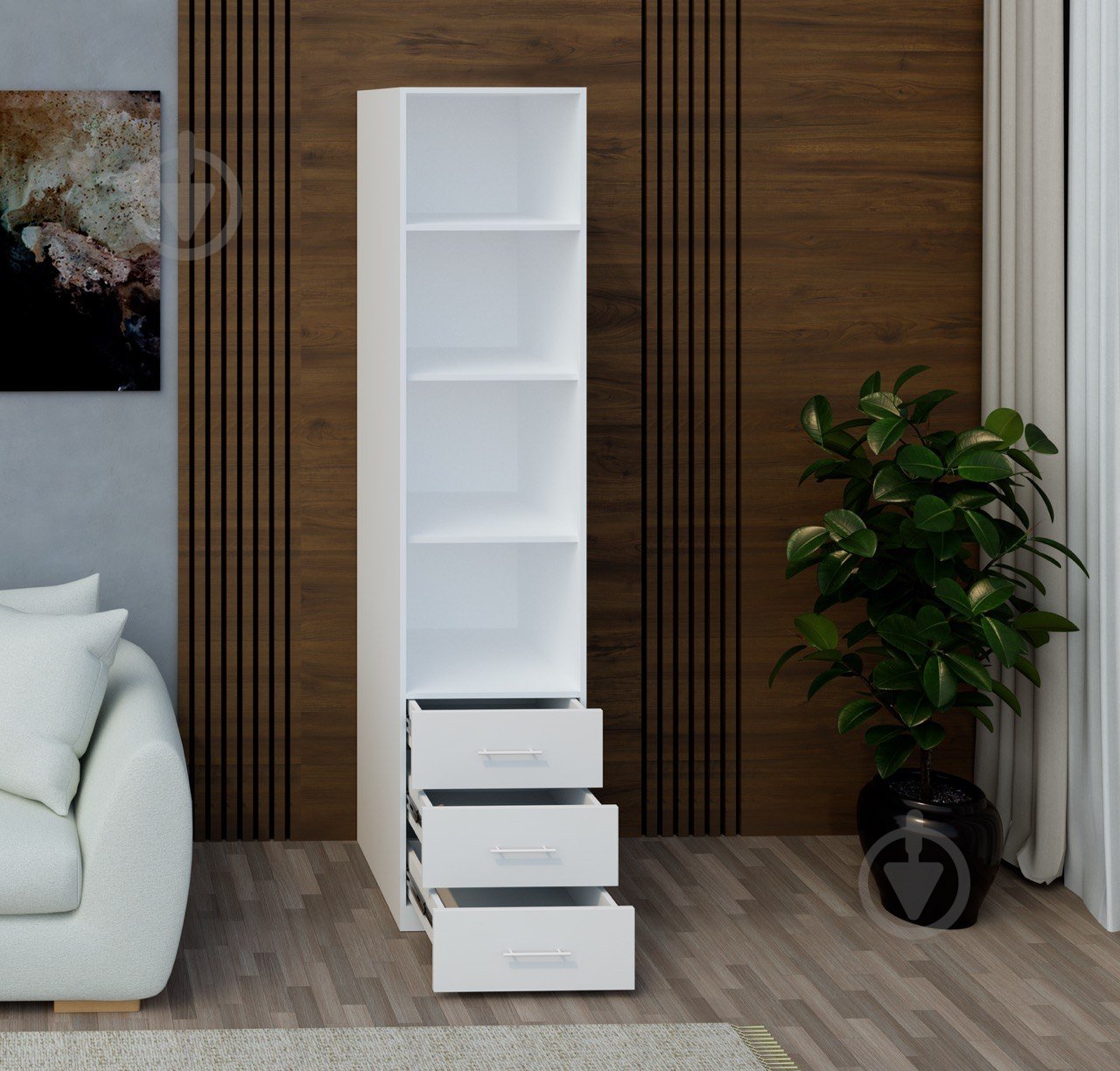 Пенал Світ Меблів Crystal 2250х500х600 мм німфея альба лакований білий - фото 1 Пенал Світ Меблів Crystal 2250х500х600 мм німфея альба лакований білий - фото 1