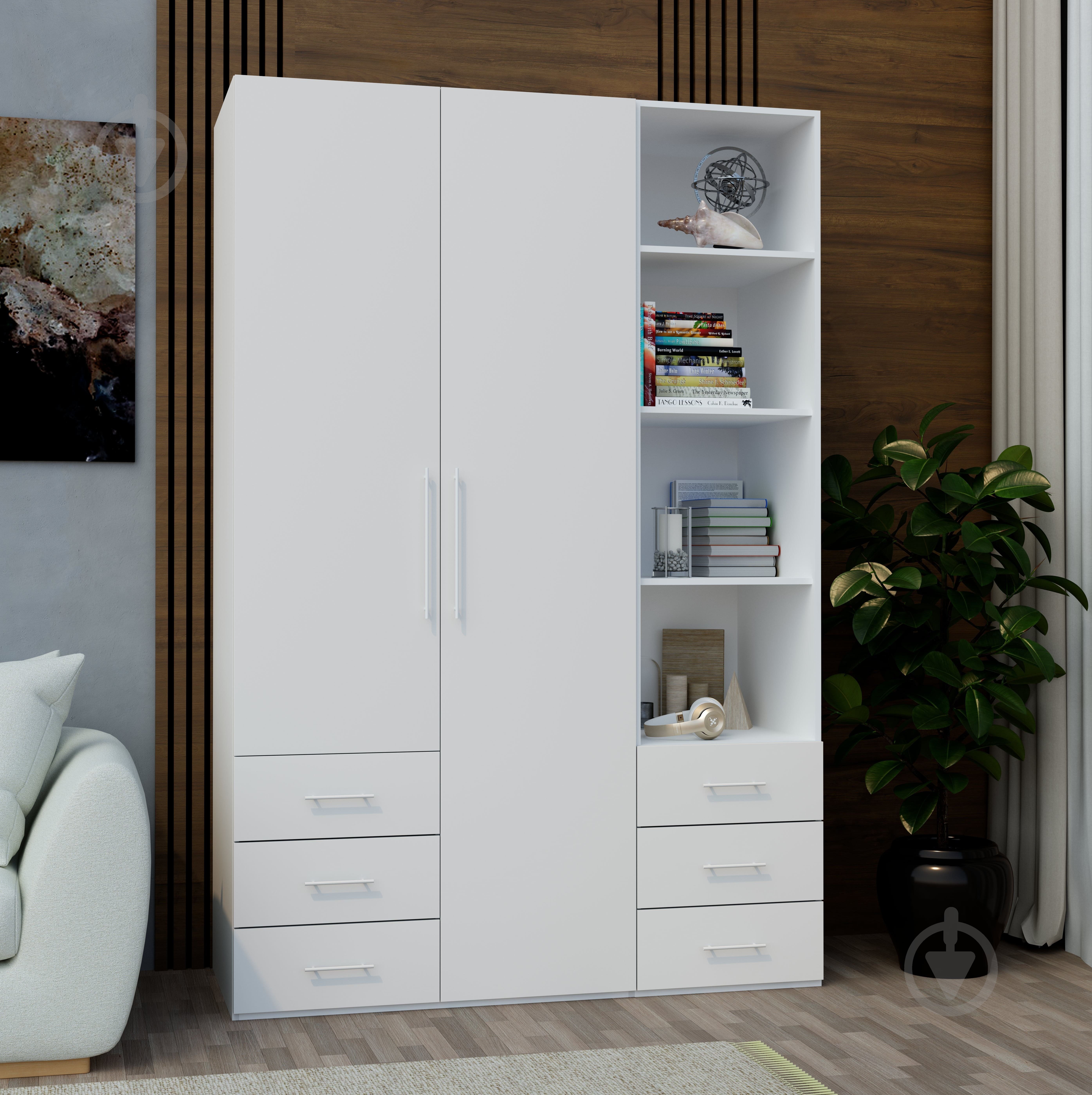 Пенал Світ Меблів Crystal 2250х500х600 мм німфея альба лакований білий - фото 6 Пенал Світ Меблів Crystal 2250х500х600 мм німфея альба лакований білий - фото 6