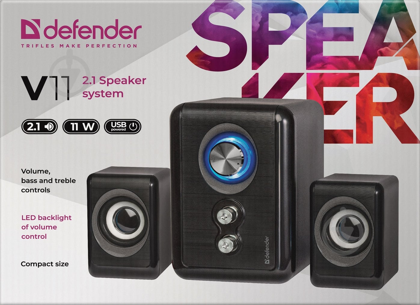 Акустическая система Defender V11 2.1 black 65111 - фото 3