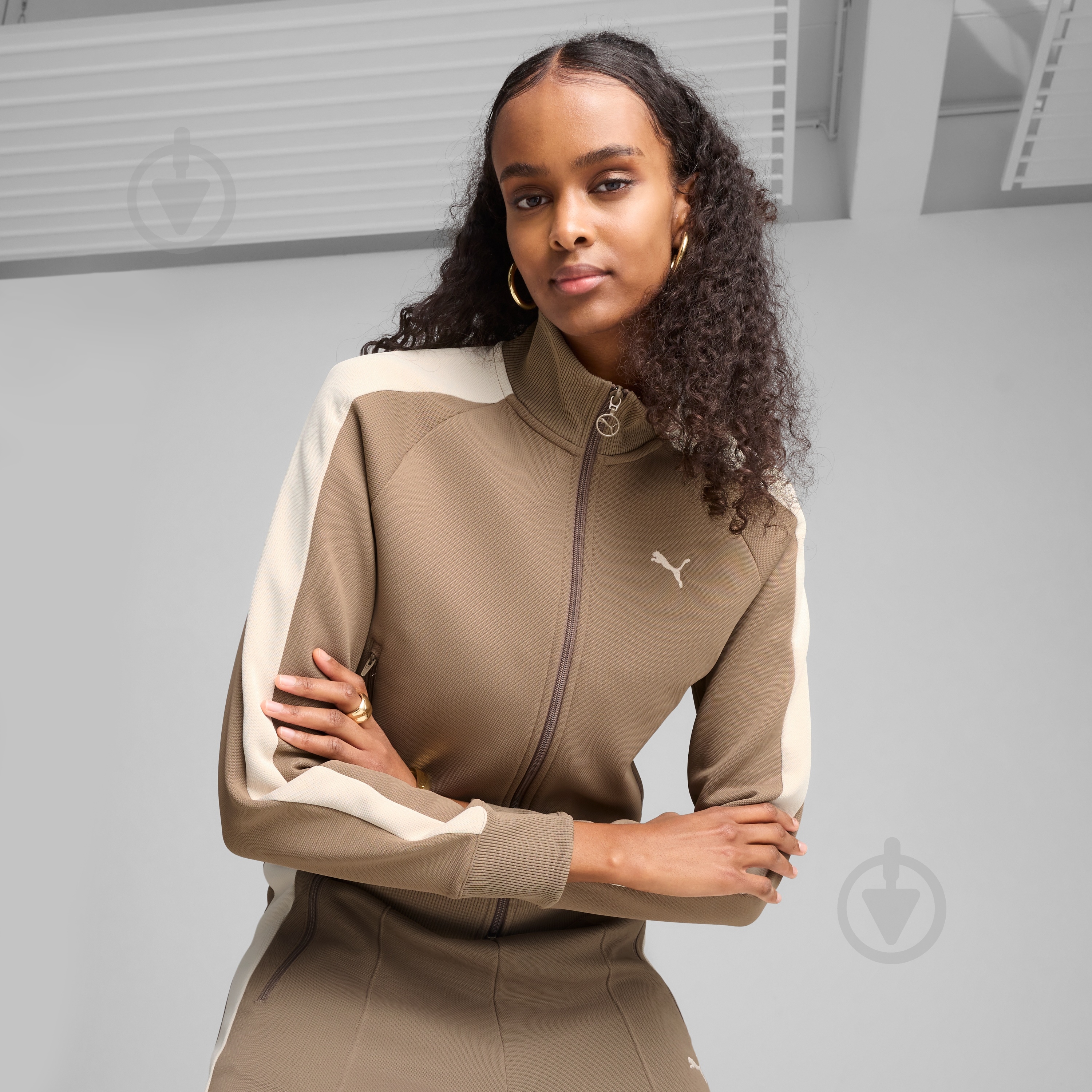 Джемпер Puma T7 ALWAYS ON Short Track Jacket 62979693 р.L коричневий - фото 3 Джемпер Puma T7 ALWAYS ON Short Track Jacket 62979693 р.L коричневий - фото 3