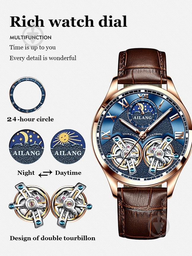 Наручний годинник чоловічий FlyWheel Ailang - фото 3