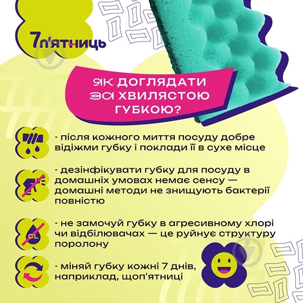 Губка для посуду 7 п'ятниць Хвилясті 6 шт. — фото 5
