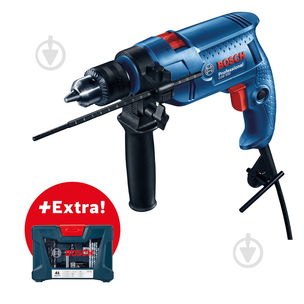 Дрель ударная с набором инструментов GSB 550 06011A1003 - фото 4