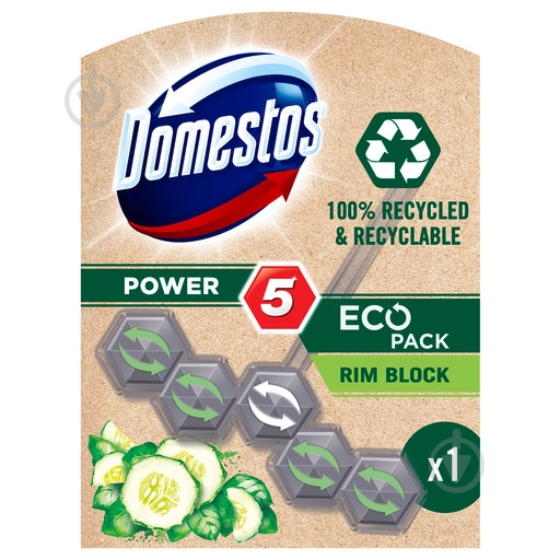 Туалетный блок Domestos Power 5. Свежесть огурца та травы 68370844 - фото 1